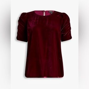 Torrid Velvet Burgundy Ruched Sleeve Top Women’s size 1 NWOT